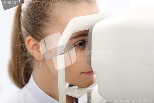 Image of The pressure in the eye, the patient with an ophthalmologist An eye exam, the patient in ophthalmology clinic