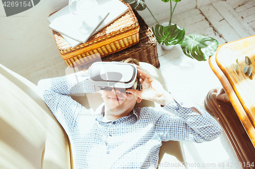 Image of The man with glasses of virtual reality. Future technology concept.