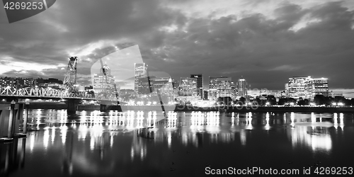 Image of Willamette River Waterfront Portland Oregon Downtown City Skylin