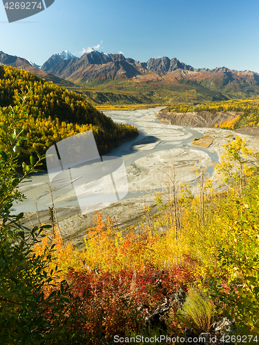 Image of Mantanuska River Chucagh Mountain Range Alaska North America