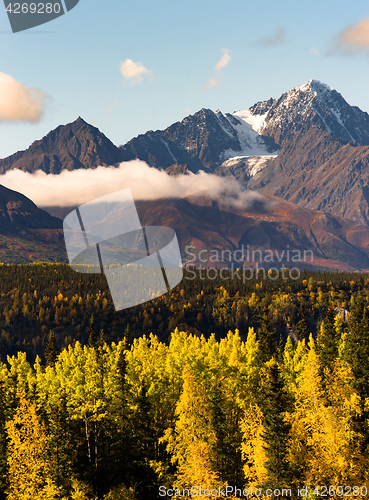 Image of High Snow Covered Peaks Chugach Mountain Range Alaska