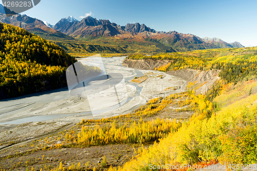 Image of Mantanuska River Cucagh Mountain Range Alaska North America