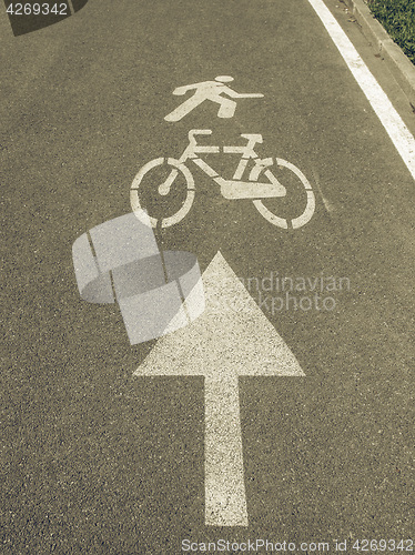 Image of Vintage looking Bike lane sign