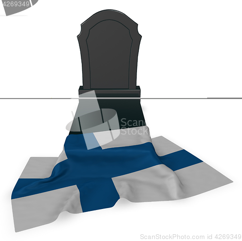 Image of gravestone and flag of finland - 3d rendering