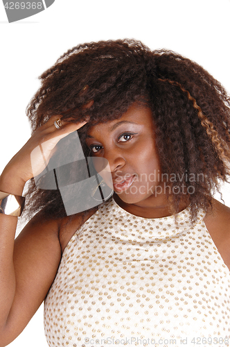 Image of Closeup portrait of a African woman.