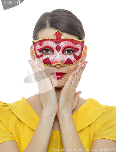 Image of Portrait of a Young Woman with a Mask