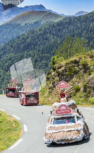 Image of Banette Caravan in Pyrenees Mountains - Tour de France 2015