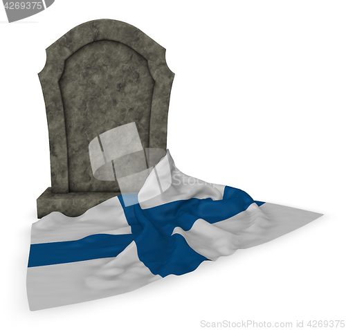 Image of gravestone and flag of finland - 3d rendering