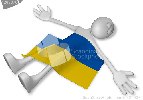 Image of dead cartoon guy and flag of the ukraine - 3d illustration