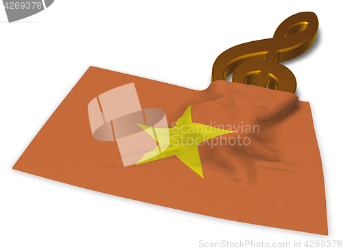Image of clef symbol symbol and flag of vietnam - 3d rendering