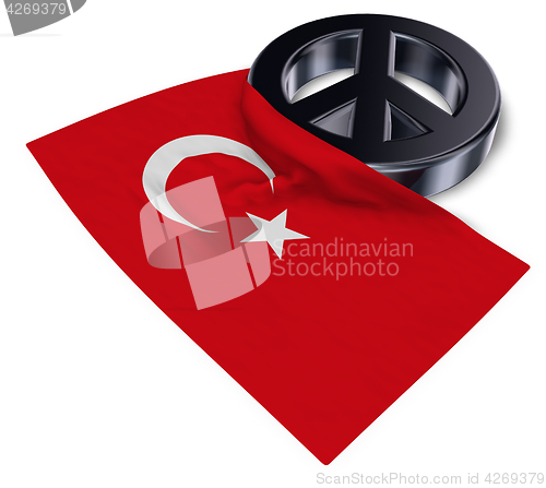 Image of peace symbol and flag of turkey - 3d rendering
