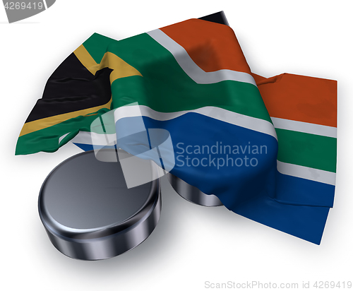 Image of music note symbol and flag of south africa - 3d rendering