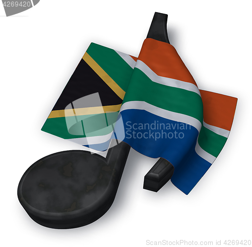 Image of music note symbol and flag of south africa - 3d rendering