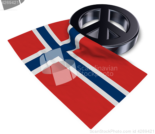 Image of peace symbol and flag of noway - 3d rendering