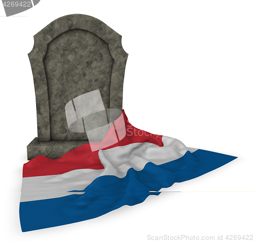 Image of gravestone and flag of the netherlands - 3d rendering