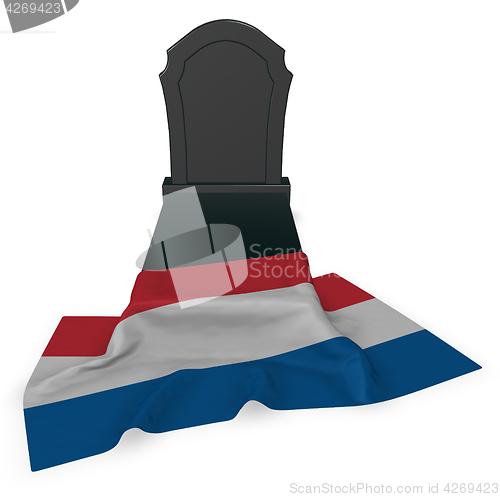 Image of gravestone and flag of the netherlands - 3d rendering