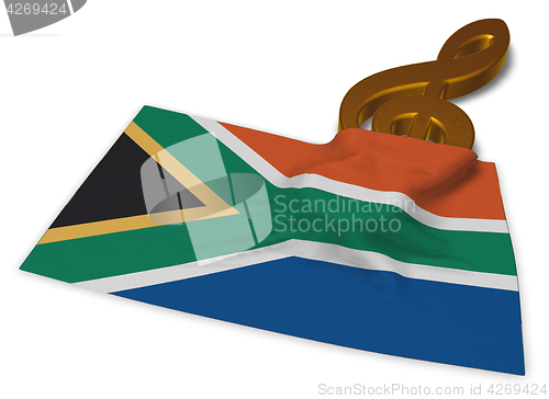 Image of clef symbol symbol and flag of south africa - 3d rendering