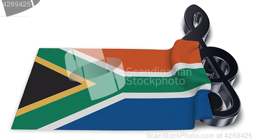 Image of clef symbol symbol and flag of south africa - 3d rendering