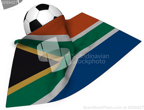 Image of soccer ball and flag of south africa - 3d rendering