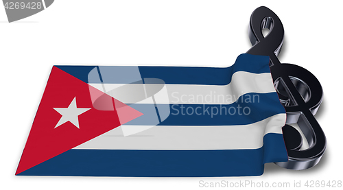 Image of clef symbol and flag of cuba - 3d rendering