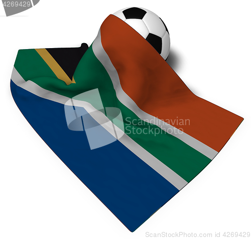 Image of soccer ball and flag of south africa - 3d rendering