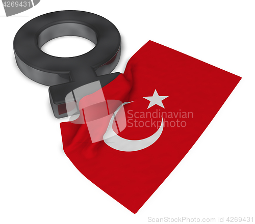 Image of female symbol and flag of turkey - 3d rendering