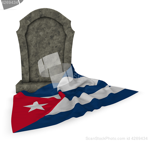 Image of gravestone and flag of cuba - 3d rendering