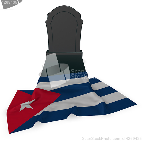 Image of gravestone and flag of cuba - 3d rendering