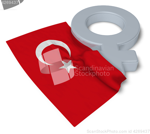 Image of female symbol and flag of turkey - 3d rendering