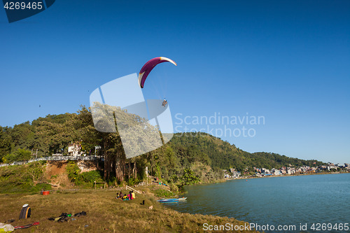 Image of Paraglider landing in Pokhara, Nepal