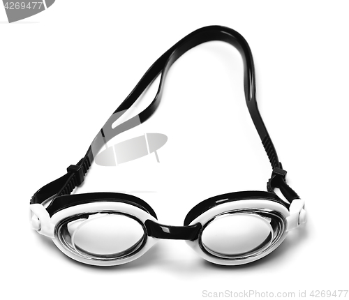 Image of Black and white goggles for swimming