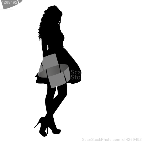 Image of Beautiful fashion girl silhouette on a white background