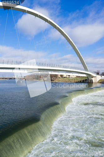 Image of Des Moines River Principal Riverwalk Bridge Midwest Vertical