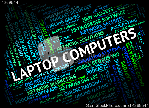 Image of Laptop Computers Represents Computing Keyboard And Portable