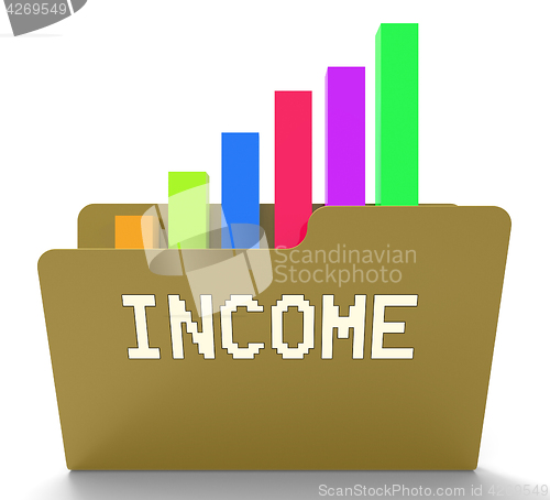 Image of Income File Indicates Business Graph And Binder 3d Rendering