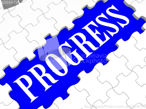 Image of Progress Puzzle Shows Business Growth