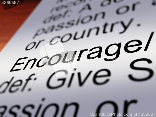 Image of Encourage Definition Closeup Showing Motivation