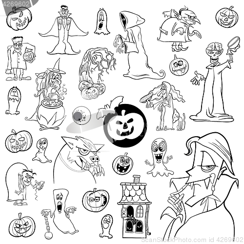 Image of black and white Halloween set