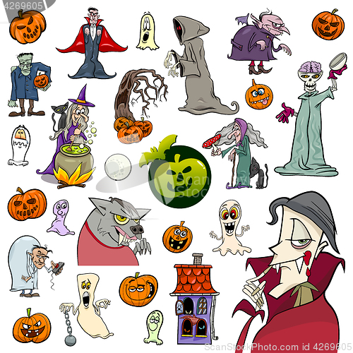 Image of Halloween holiday cartoon set