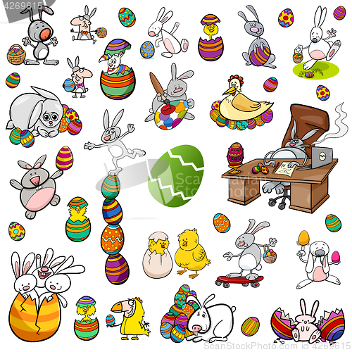 Image of easter characters cartoon set