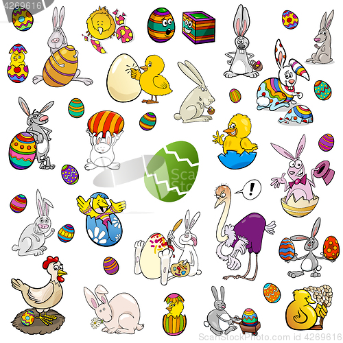 Image of easter themes cartoon set