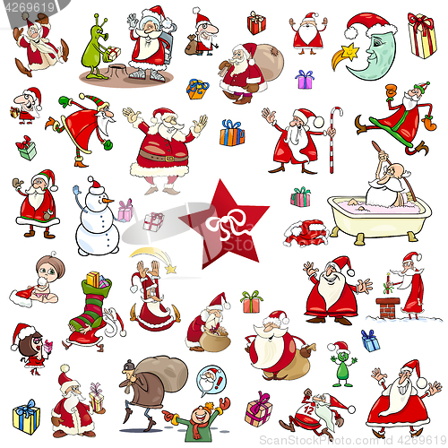 Image of christmas themes cartoon set