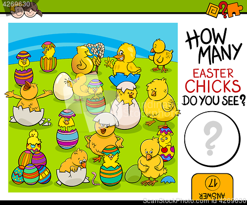 Image of counting task with easter chicks