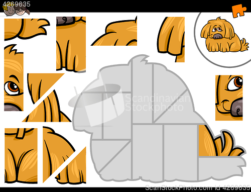 Image of jigsaw puzzle activity with dog