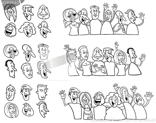 Image of black and white set of happy people