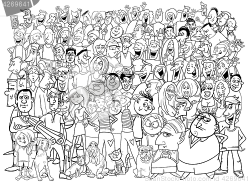 Image of black and white people large group