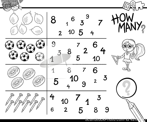 Image of counting activity coloring page