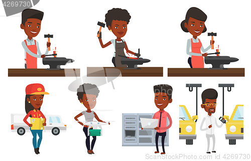 Image of Vector set of industrial workers.