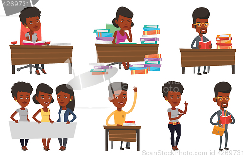 Image of Vector set of student characters.