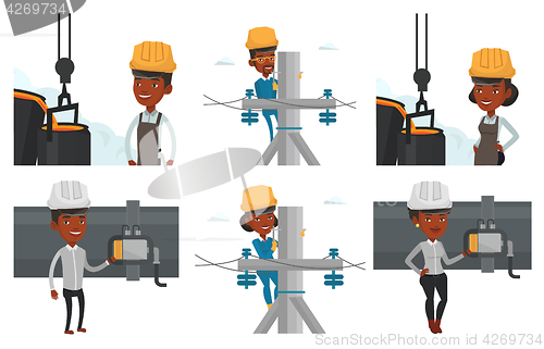 Image of Vector set of industrial workers.